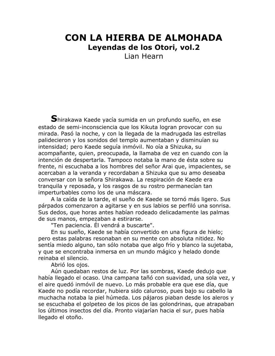 Portada de Con la hierba de almohada, Leyendas Otori 02